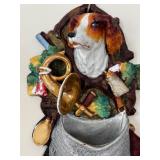 K - Antique Holland Ceramic Dog Wall Pocket with Hunting Theme