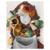 K - Antique Holland Ceramic Dog Wall Pocket with Hunting Theme