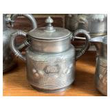 SR - Adelphi Silverplate Vintage 5-Piece Tea Set with Engraved Cherry Motif