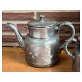 SR - Adelphi Silverplate Vintage 5-Piece Tea Set with Engraved Cherry Motif