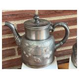 SR - Adelphi Silverplate Vintage 5-Piece Tea Set with Engraved Cherry Motif