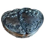 SR - Vintage Heart-Shaped Metal Jewelry Casket with Floral Design