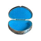 SR - Vintage Heart-Shaped Metal Jewelry Casket with Floral Design