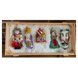 K - Polonaise Russian Collection Hand-Blown Glass Ornaments in Wood Box, Set of 5, Made in Poland