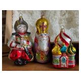 K - Polonaise Russian Collection Hand-Blown Glass Ornaments in Wood Box, Set of 5, Made in Poland
