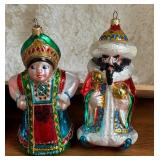 K - Polonaise Russian Collection Hand-Blown Glass Ornaments in Wood Box, Set of 5, Made in Poland