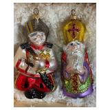 K - Polonaise Russian Collection Hand-Blown Glass Ornaments in Wood Box, Set of 5, Made in Poland