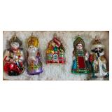 K - Polonaise Russian Collection Hand-Blown Glass Ornaments in Wood Box, Set of 5, Made in Poland