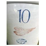 Vintage Red Wing 10 Gallon Stoneware Crock with Wing Mark
