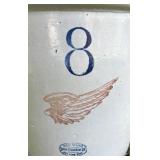 Vintage Red Wing Union Stoneware 8 Gallon Crock with Handles and Wing Logo