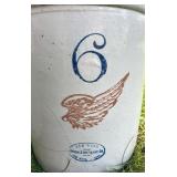 Pair of Vintage 6 Gallon Stoneware Crocks Red Wing and Crown Mark
