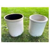 Pair of Vintage 6 Gallon Stoneware Crocks Red Wing and Crown Mark