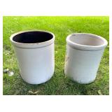 Pair of Vintage 6 Gallon Stoneware Crocks Red Wing and Crown Mark