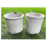 Pair of Vintage Red Wing 4 Gallon Stoneware Crocks with Wing and Leaf Motifs