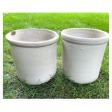 Pair of Vintage Red Wing 4 Gallon Stoneware Crocks with Wing and Leaf Motifs