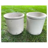 Pair of Vintage Red Wing 4 Gallon Stoneware Crocks with Wing and Leaf Motifs