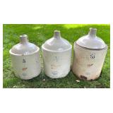 Set of 3 Red Wing Stoneware Crock Jugs 3, 4, and 5 Gallon Vintage