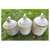 Set of 3 Red Wing Stoneware Crock Jugs 3, 4, and 5 Gallon Vintage