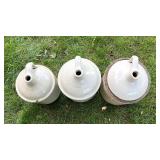 Set of 3 Red Wing Stoneware Crock Jugs 3, 4, and 5 Gallon Vintage