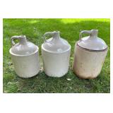 Set of 3 Red Wing Stoneware Crock Jugs 3, 4, and 5 Gallon Vintage