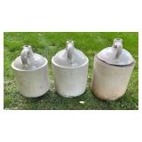 Set of 3 Red Wing Stoneware Crock Jugs 3, 4, and 5 Gallon Vintage
