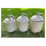Set of 3 Red Wing Stoneware Crock Jugs 3, 4, and 5 Gallon Vintage