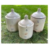 Set of 3 Red Wing Stoneware Crock Jugs 3, 4, and 5 Gallon Vintage