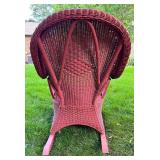 Vintage Red Wicker Rocking Chair with Curved Back