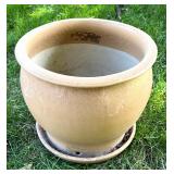 Outdoor Buddha Garden Statue and Large Ceramic Planter Pot