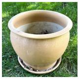 Outdoor Buddha Garden Statue and Large Ceramic Planter Pot