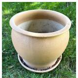 Outdoor Buddha Garden Statue and Large Ceramic Planter Pot