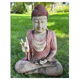 Outdoor Buddha Garden Statue and Large Ceramic Planter Pot