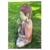 Outdoor Buddha Garden Statue and Large Ceramic Planter Pot