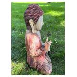 Outdoor Buddha Garden Statue and Large Ceramic Planter Pot