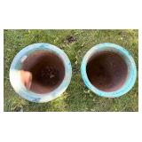 Pair of Large Glazed Ceramic Outdoor Planters
