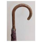 Sterling Silver Handled Parasol and Brass Holder