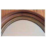 Round Vintage Wood Wall Mirror