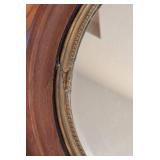 Round Vintage Wood Wall Mirror