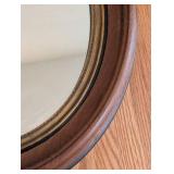 Round Vintage Wood Wall Mirror