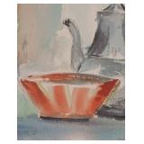 Small Framed Still Life Watercolor Painting by Marcotte
