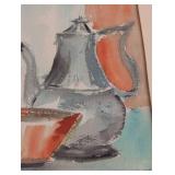 Small Framed Still Life Watercolor Painting by Marcotte