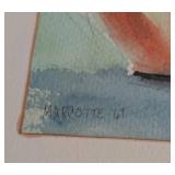 Small Framed Still Life Watercolor Painting by Marcotte