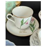 Variety of Vintage Painted Porcelain Teacups and Teapots