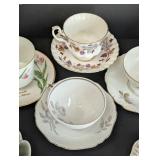 Variety of Vintage Painted Porcelain Teacups and Teapots