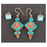 Larimar and Turquoise Sterling Silver Earrings