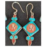 Larimar and Turquoise Sterling Silver Earrings
