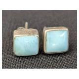 Larimar and Turquoise Sterling Silver Earrings