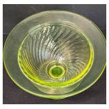 Vintage Uranium Glass Covered Candy Dish