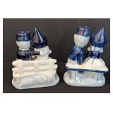 Pair of Hand Painted Delft Figurines