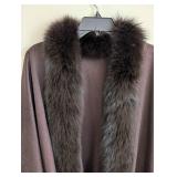 Brown Wool and Fur Wrap